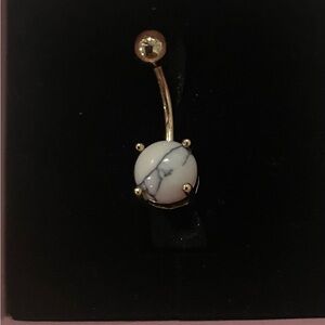 Gold and White Marble Belly Button Ring